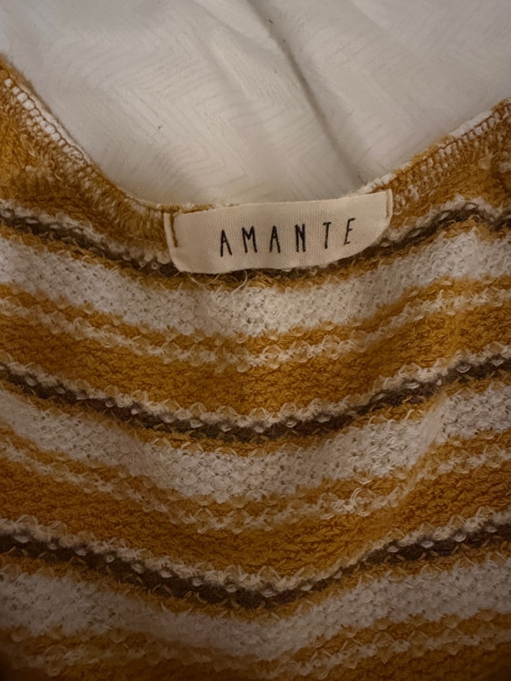 Amante Striped Knit Crop Top and Flared Leggings  Set in Mustard and White - S - Picture 3 of 6